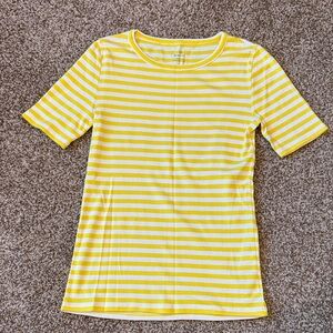 J crew Yellow and White Striped Short Sleeve Tee